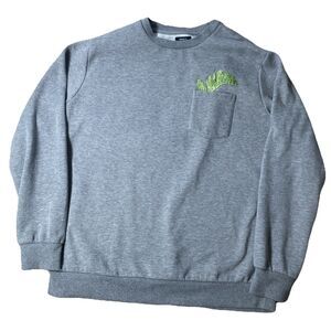 Forever 21 Men’s XL Gray Sweatshirt City Skyline Pocket Embroidery Pullover